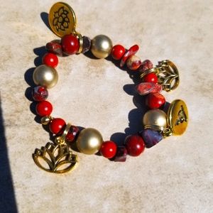 Zen Unisex Stone/Beaded Bracelet w/Buddha & Lotus